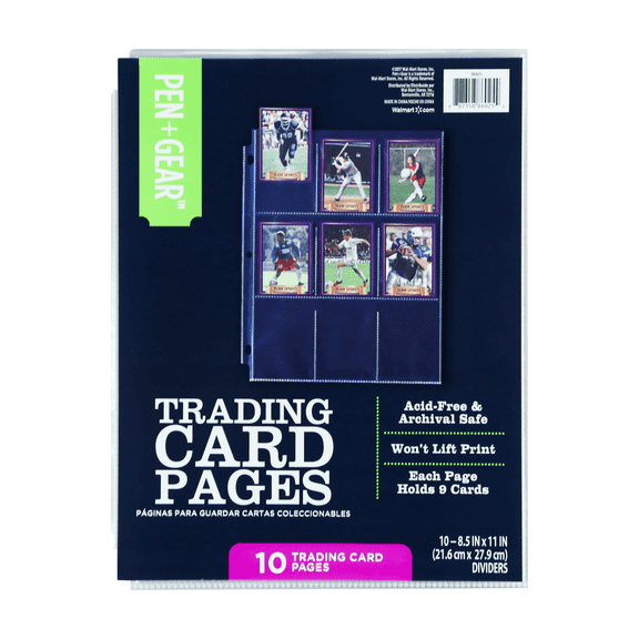 Pen + Gear 9-Pocket Trading Card Pages, 10 Count, Archival Safe