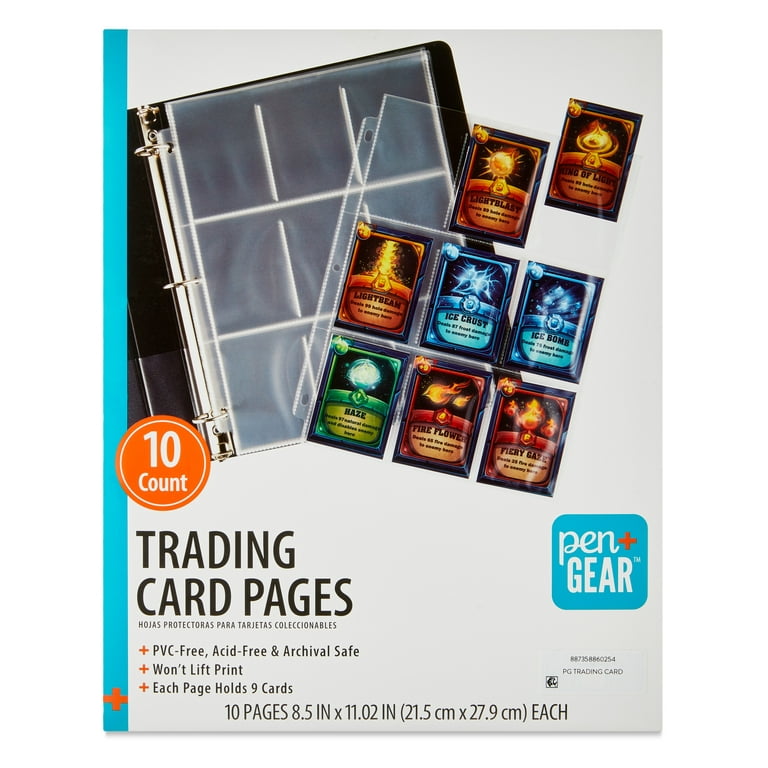 Pen + Gear 9-Pocket Protective Trading Card Pages, 8.5 in x 11 in, Clear, 10 Count Pen + Gear 9-Pocket Protective Trading Card Pages, 8.5 in x 11 in, Clear, 10 Count