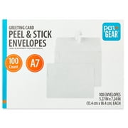 Pen+Gear A7 Greeting Card Peel and Stick Envelopes, White, 5in x 7in, 100 Count