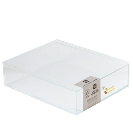 Pen+Gear Acrylic Paper Tray with Drawer, 3.54 in x 10.47 in x 13.5 in, Clear
