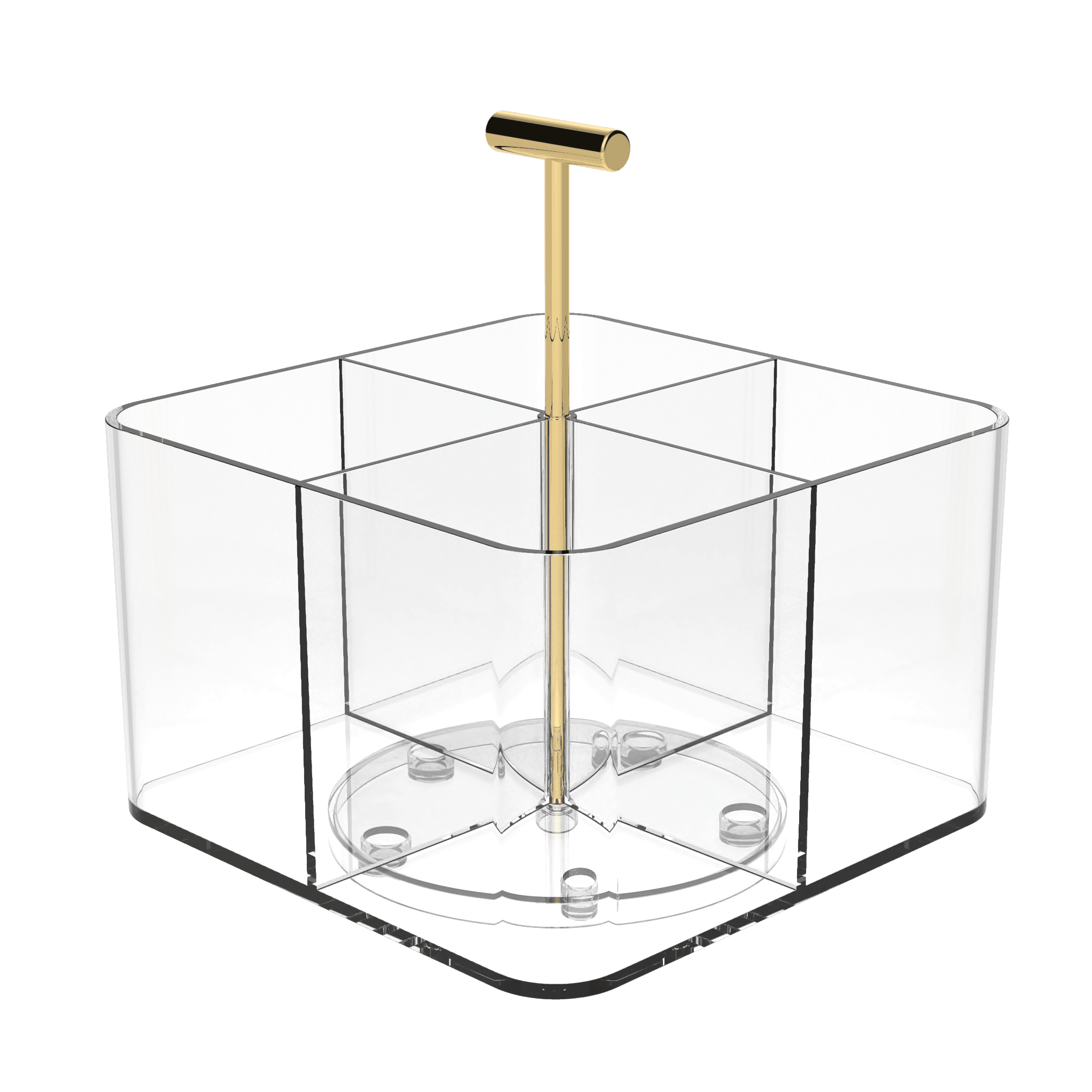 Pen+Gear Acrylic Rotating Desk Organizer, 6.57 in x 6.57 in x 7.28 in, 4 Compartments, Clear