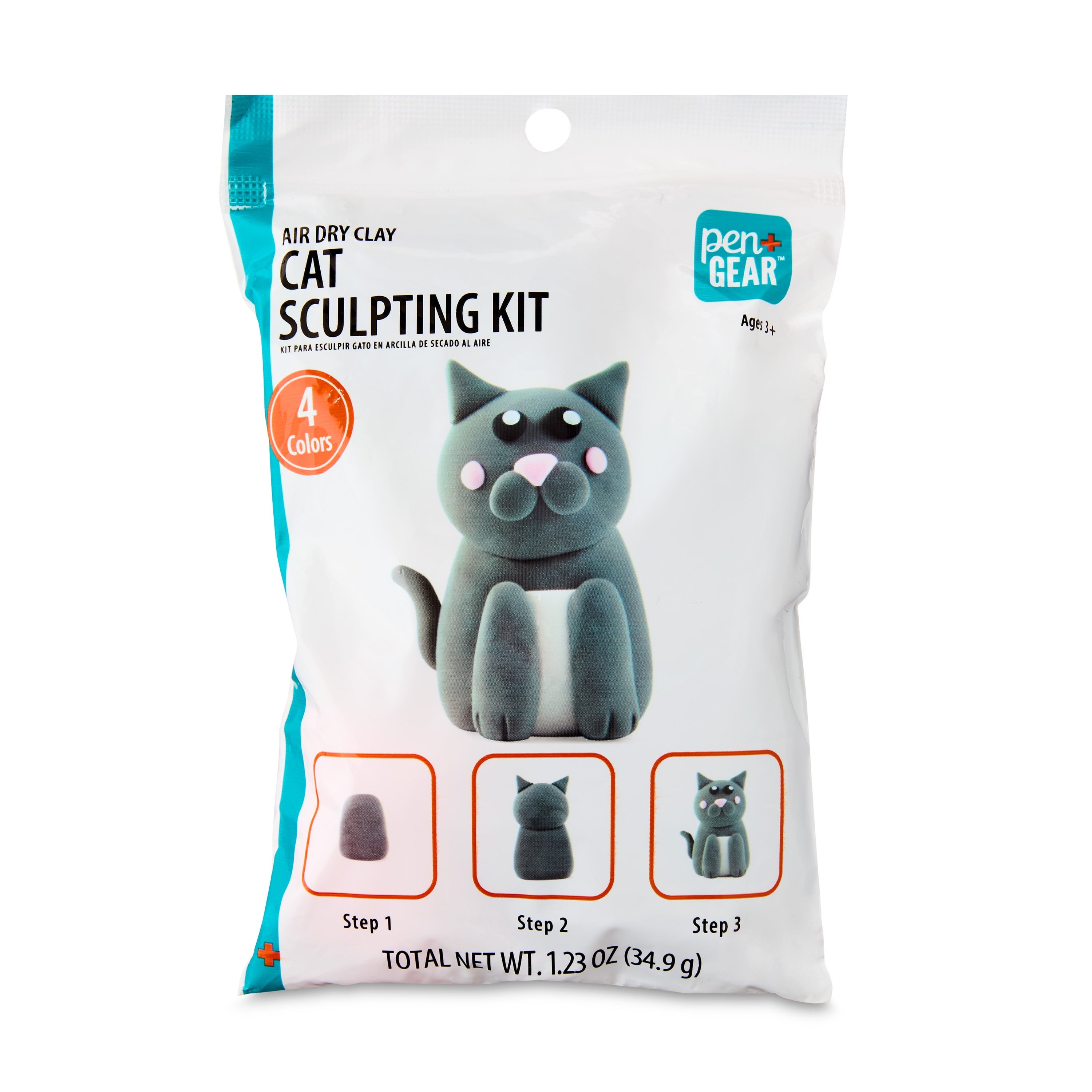 Pen+Gear Air Dry Clay Sculpting Kit, Gray Cat, 8 oz
