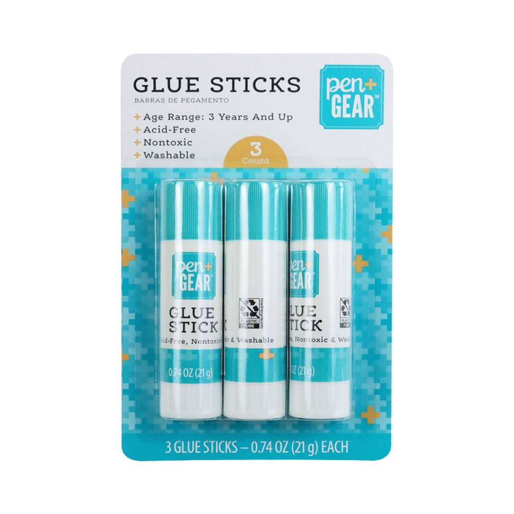 Pen+Gear All Purpose Jumbo School Glue Sticks, Washable, 21g 0.74 Ounce 3  Count, White, Total 63g 0.139 Lb 