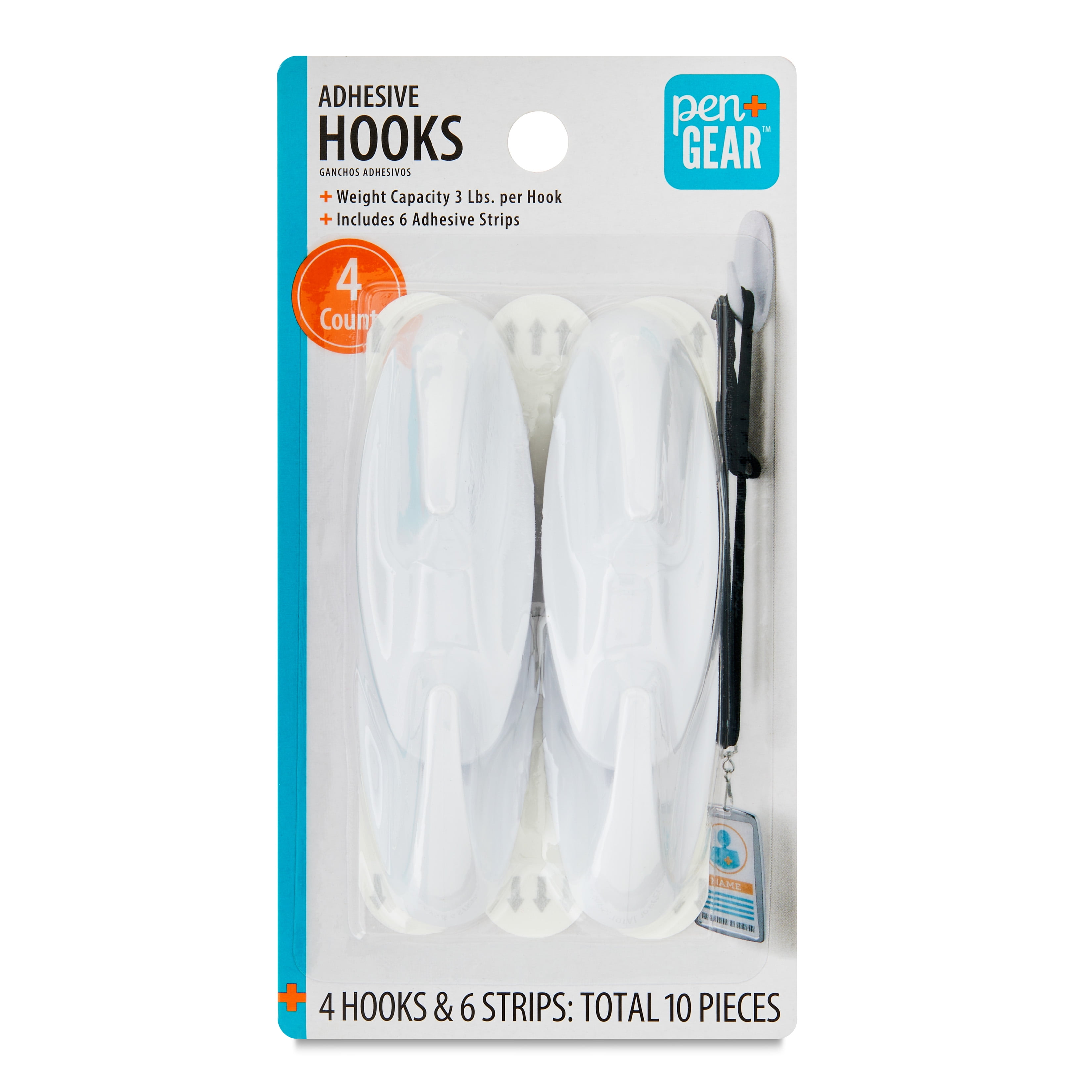 Pen Gear Heavy Duty Plastic Adhesive Medium Wall Hooks White 4 Count Walmart