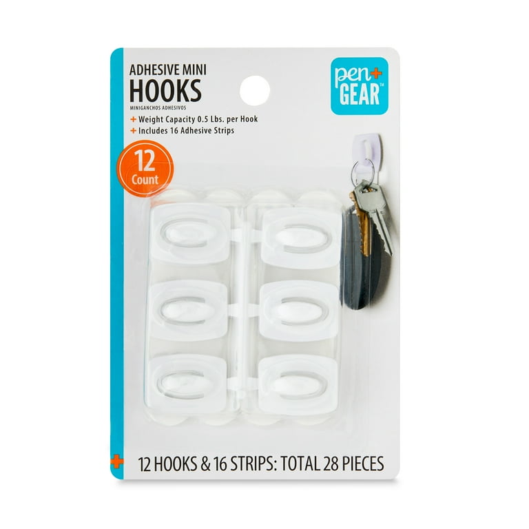 Pen Gear Heavy Duty Plastic Adhesive Mini Wall Hooks White 12 Count Walmart