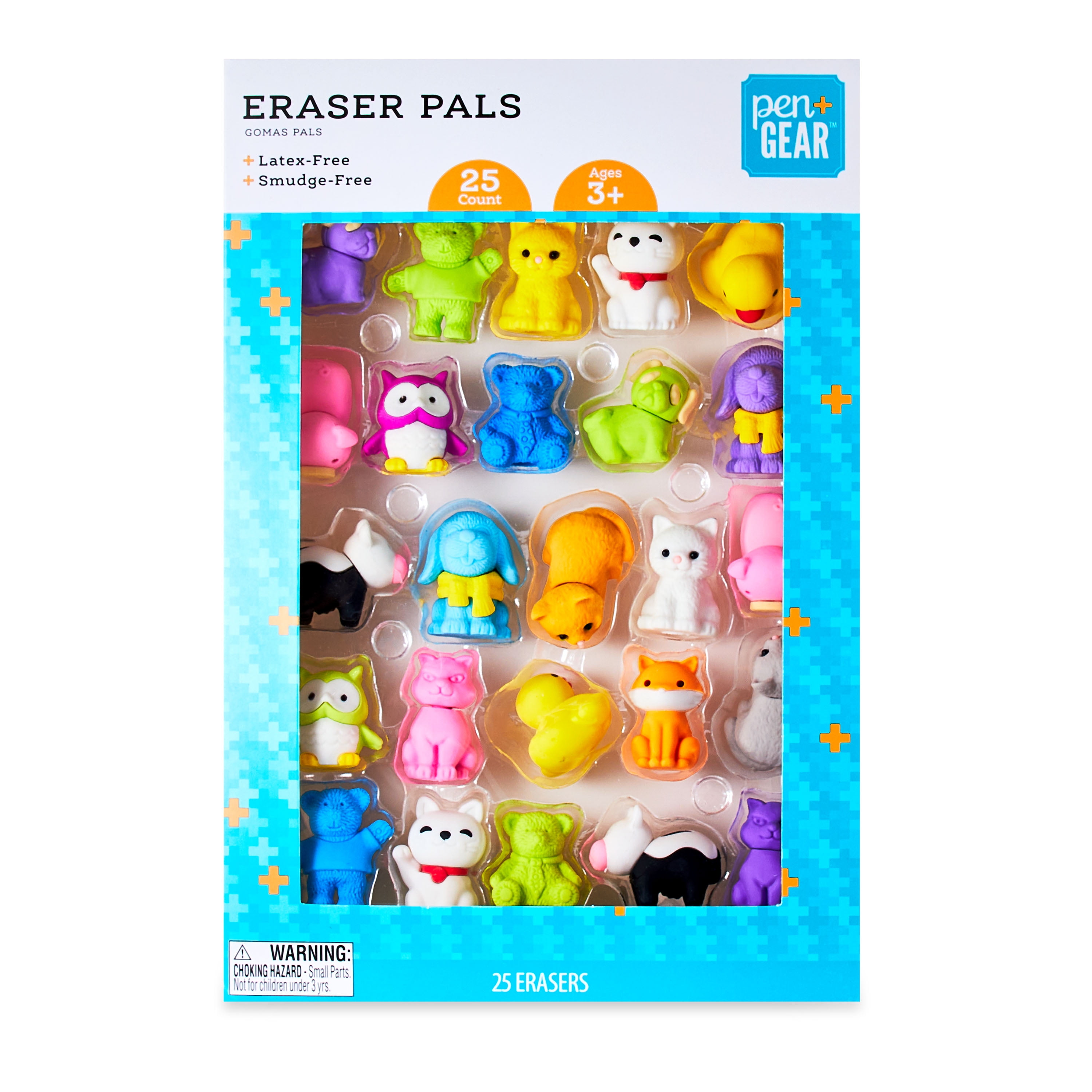 Pen+Gear Animal Eraser Pals, 25 Count, Multicolor