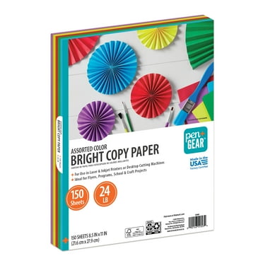 Pen+Gear Assorted Bright Copy Paper, 8.5" x 11", 24 lb, 150 Sheets