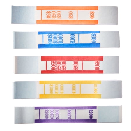 Pen + Gear Assorted Kraft Paper Currency Straps Sizes, 500 Count