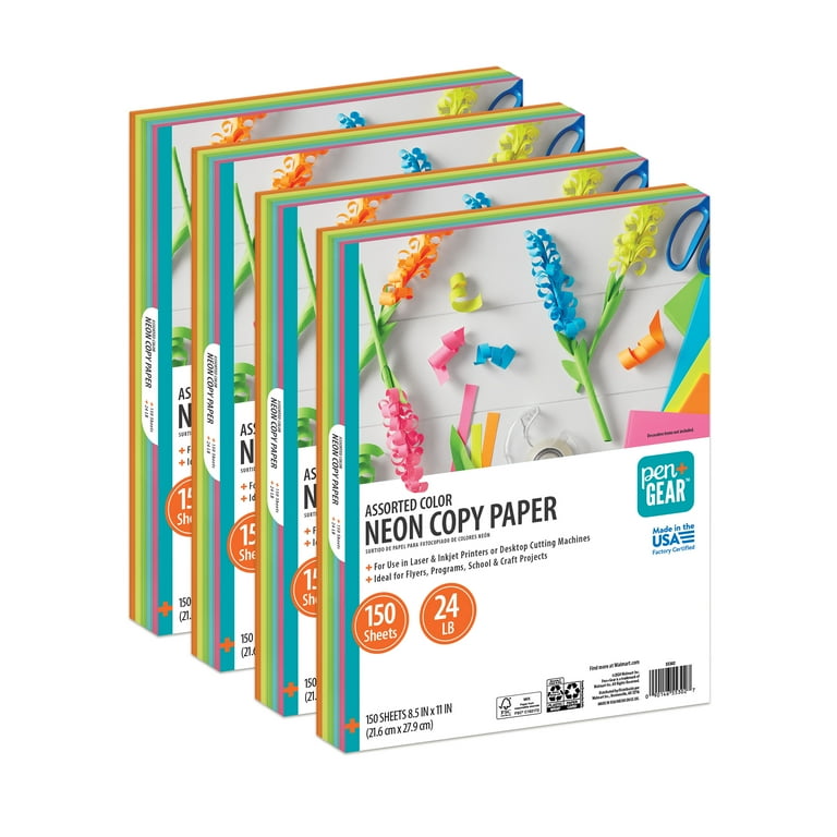 Pen+Gear Assorted Neon Copy Paper, 8.5