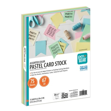 Pen+Gear Assorted Pastel Card Stock, 8.5" x 11", 67 lb, 75 Sheets