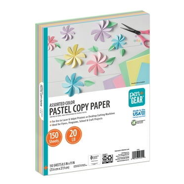 Pen+Gear Assorted Pastel Copy Paper, 8.5" x 11", 20 lb, 150 Sheets