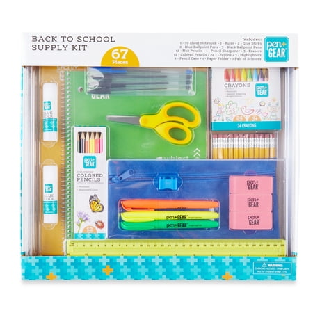 Pen+Gear Back to School Supply Kit, 67 Pieces, Notebook and Writing Kit, Multicolor