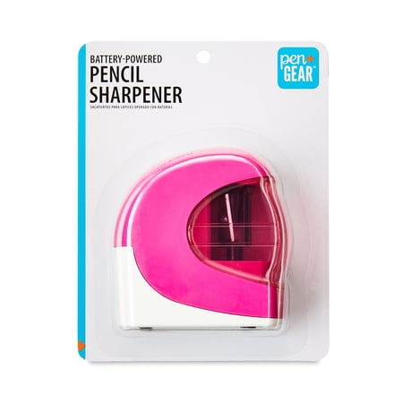 Pen+Gear Battery-Operated Pencil Sharpener, 2 AA Batteries are Included, Pink/White