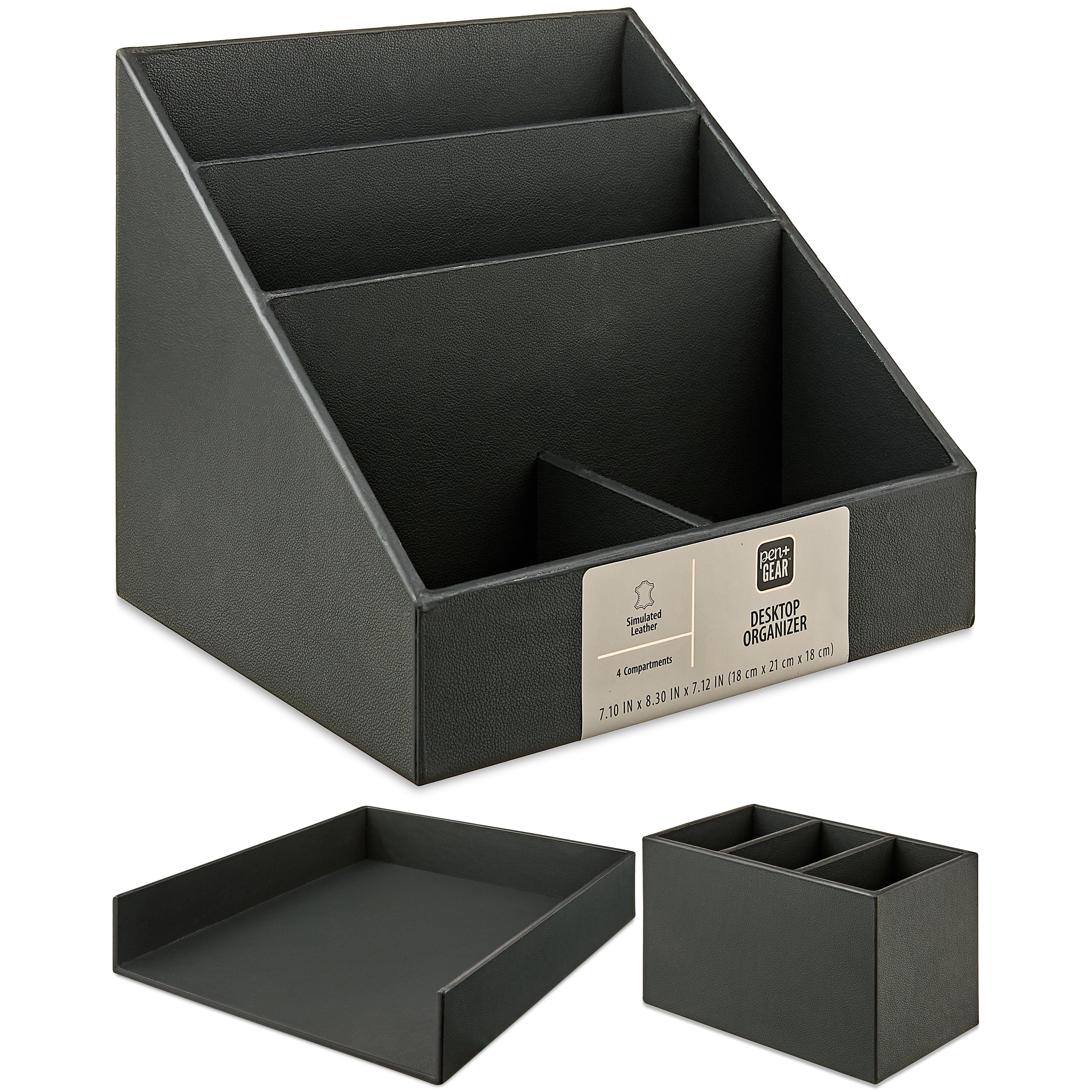Pen + Gear Black Leather Desk Organization Set