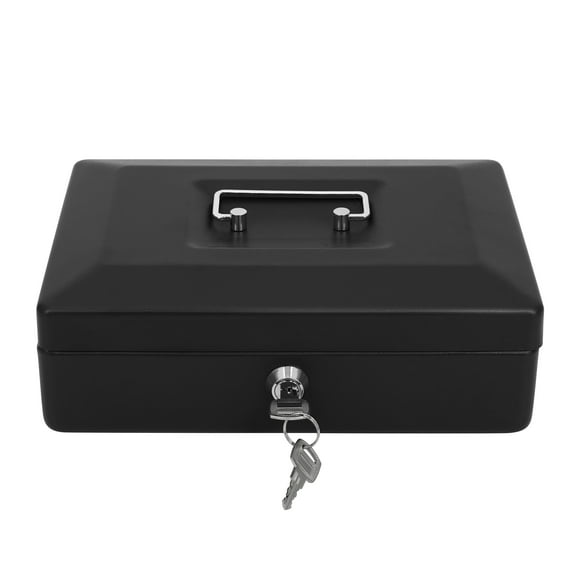 Pen+Gear Black Metal Cash Box with Cash Tray and Key Lock,0.13 cu.ft.
