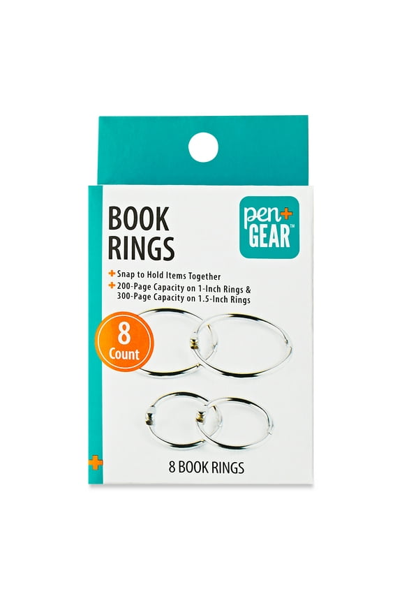 Book Rings, Assorted Sizes, 8 Count