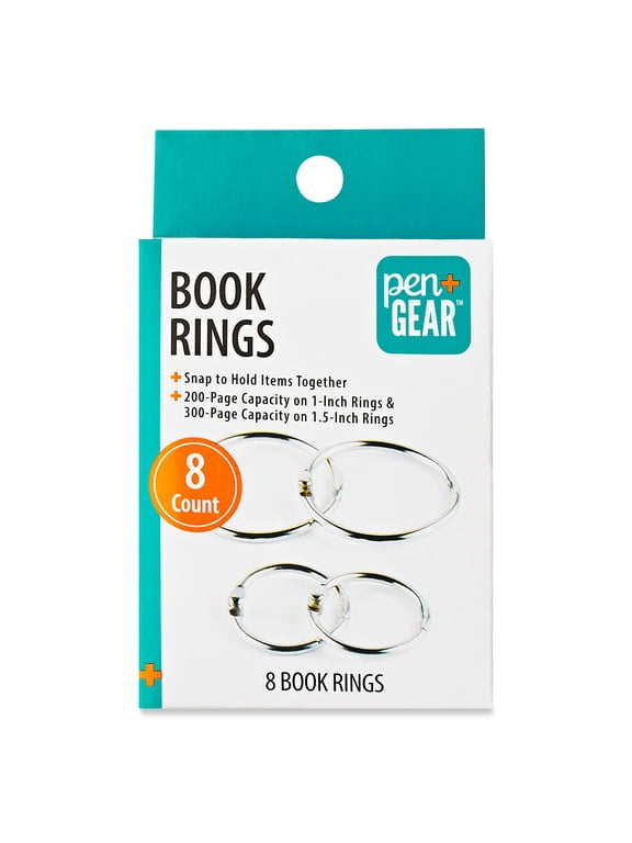 Book Rings, Assorted Sizes, 8 Count