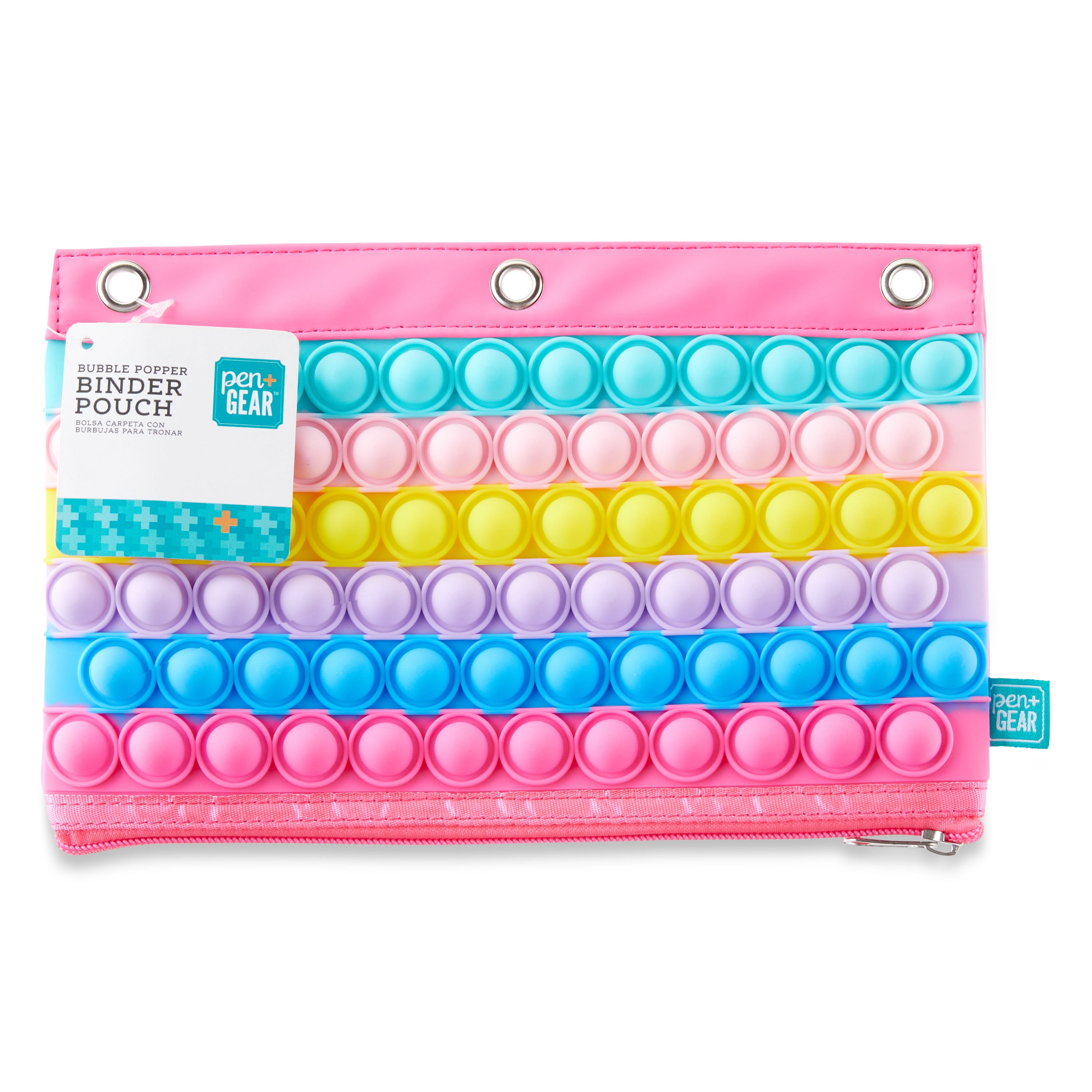 Pen+Gear Bubble Popper Binder Pouch, Pink Rainbow Color Model,Assembled