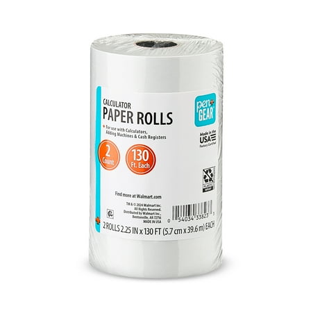 Pen+Gear White Receipt Paper Rolls, 2.25 in x 130 ft, Pack of 2