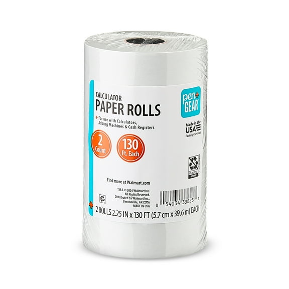 Pen+Gear White Receipt Paper Rolls, 2.25 in x 130 ft, Pack of 2
