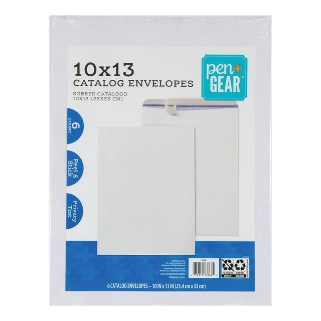 Pen+Gear Catalog Envelopes, 28 lb. White Wove, (10" x 13") Peel and