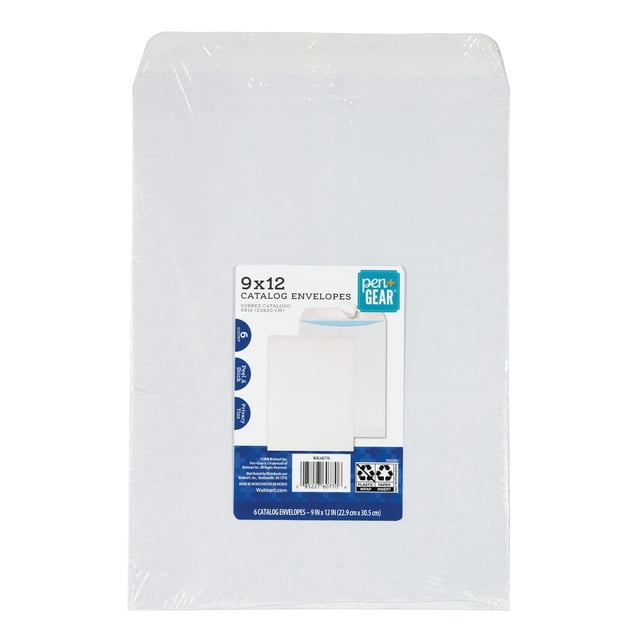 Pen+Gear Catalog Envelopes, 28 lb. White Wove, Privacy Tinted, (9" x 12