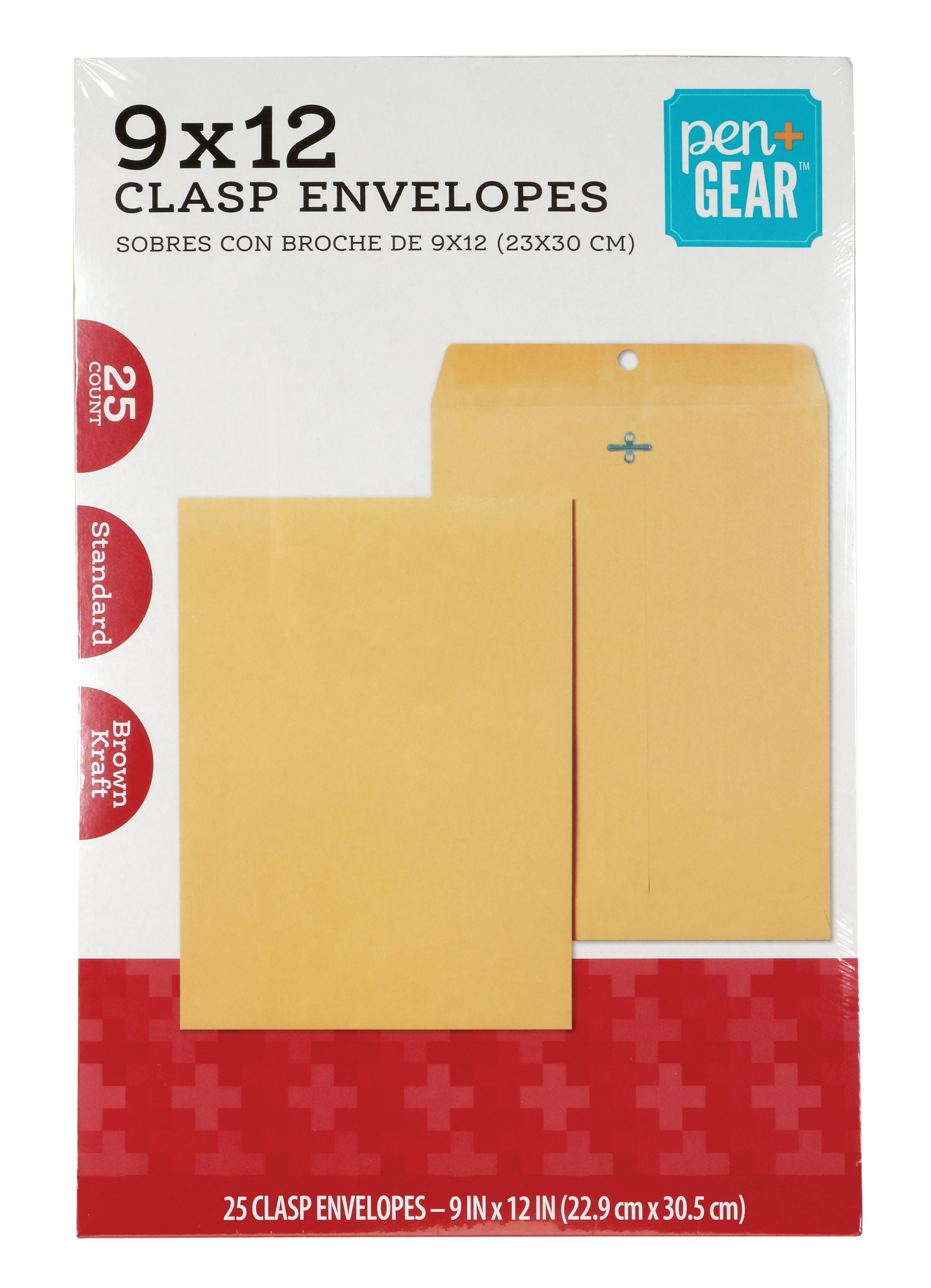 Pen+Gear Clasp Envelopes, 9" x 12", 24 lb. Brown Kraft, 25 Count (60790)