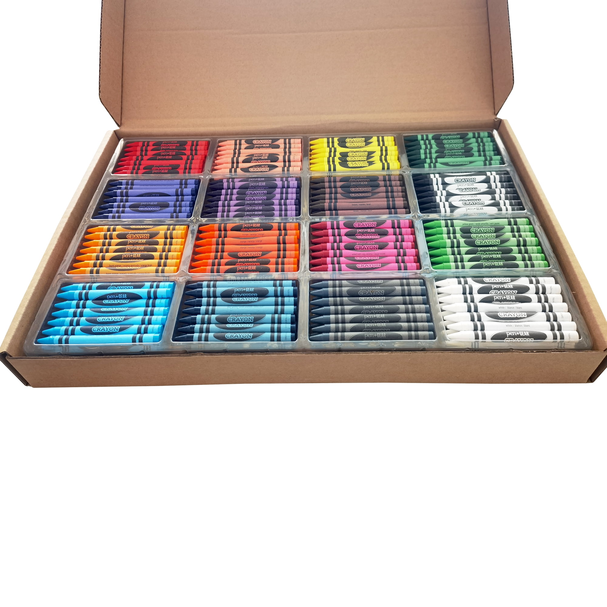 Pen + Gear Classic Crayons, 400 Count in Class Pack, 16 Assorted Colors, Size: Dimater 0.315 inch Length 3.54 inch, 36122484