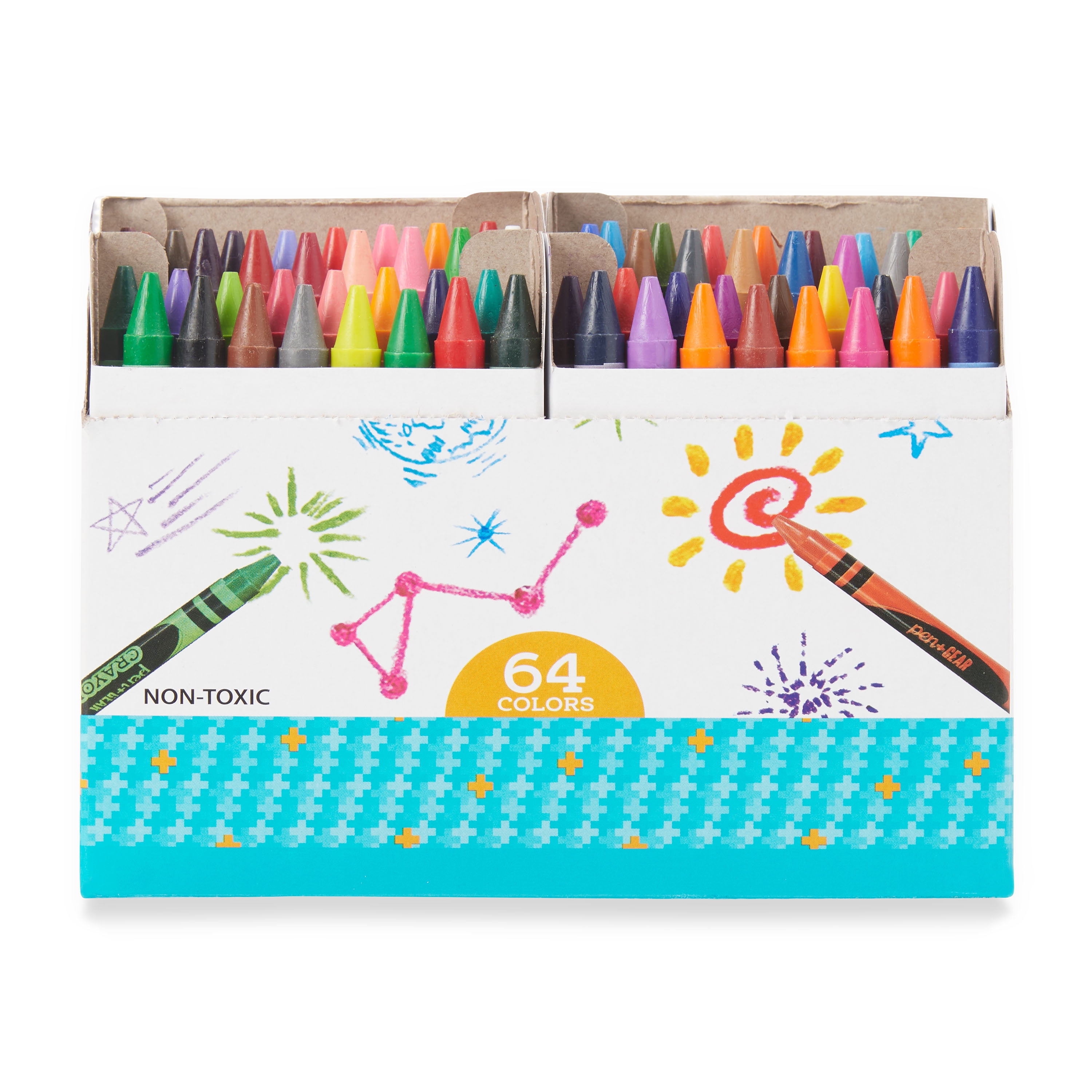 Pen+gear Classic Crayons, Built in Sharpener, 64 Count, Size: Dimater 3.15inch Length 3.54inch