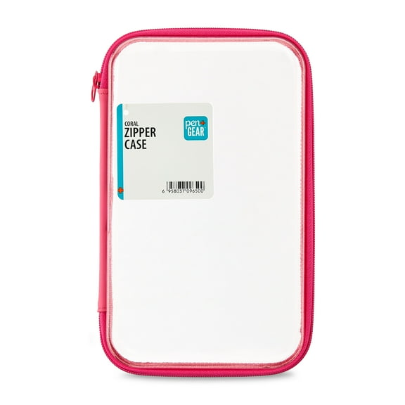 Pen+Gear Clear Zipper Case, Pink Pencil Box for Middle School