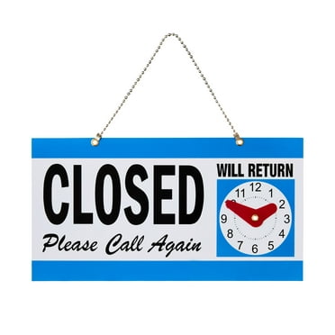 Pen+Gear Reversible Open & Closed Sign, 5.9 x 11.4 in, Durable PP Material, Customizable Clock