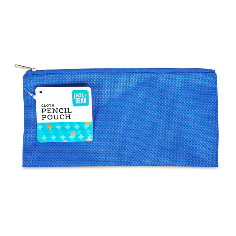 2x Pen + Gear Blue/Red Pencil Holder Pouch Zip-up