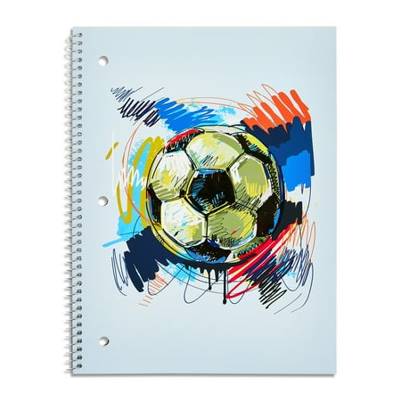 Pen + Gear College Ruled 1-Subject Notebook, 8" x 10.5", 80 Sheets, Soccer, Blue
