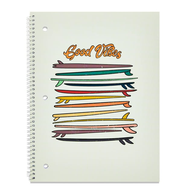 Pen+Gear College Ruled 1Subject Notebook, 8" x 10.5", Good Vibes, 80