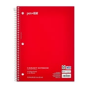 Pen + Gear College Ruled 3-Subject Notebook, 8" x 10.5", Red, 120 Sheets
