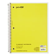 Pen+Gear College Ruled 5-Subject Spiral Notebook, Yellow, 10.5" x 8", 180 Pages