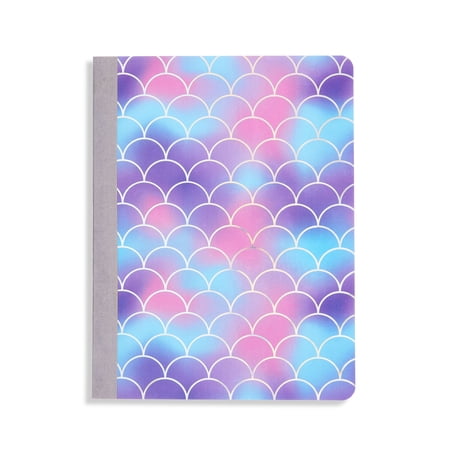 Pen+Gear College Ruled Composition Book, 7.5 in x 9.75 in x 0.5 in, Purple Foiled Mermaid Scales, 80 Sheets