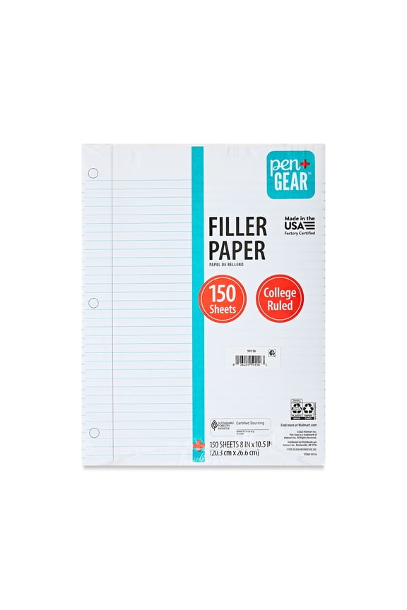 College Ruled Filler Paper, 10.5" x 8", 150 Sheets (59156)