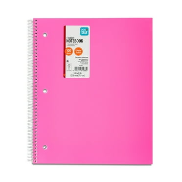 Pen + Gear College Ruled Poly 1-Subject Notebook with Inside Pockets, 9" x 11", Pink, 100 Heavyweight Sheets