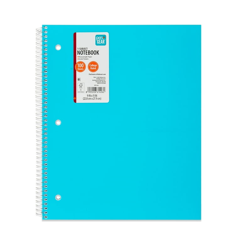 Pen + Gear College Ruled Poly 1-Subject Notebook with Inside