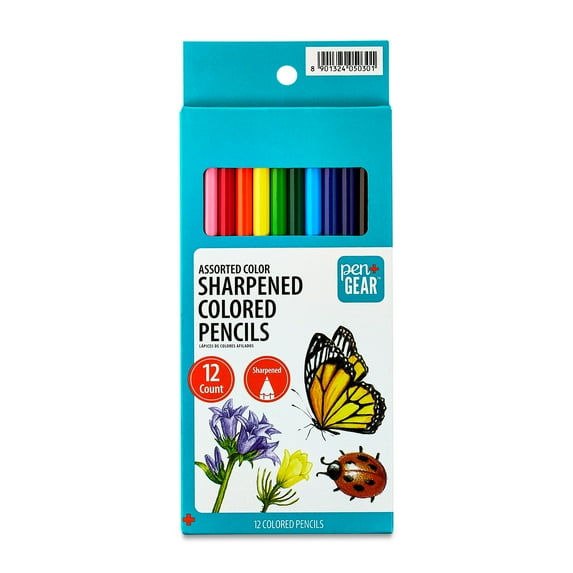 Pen+Gear Sharpened Colored Pencils, Assorted Colors, 12 Count