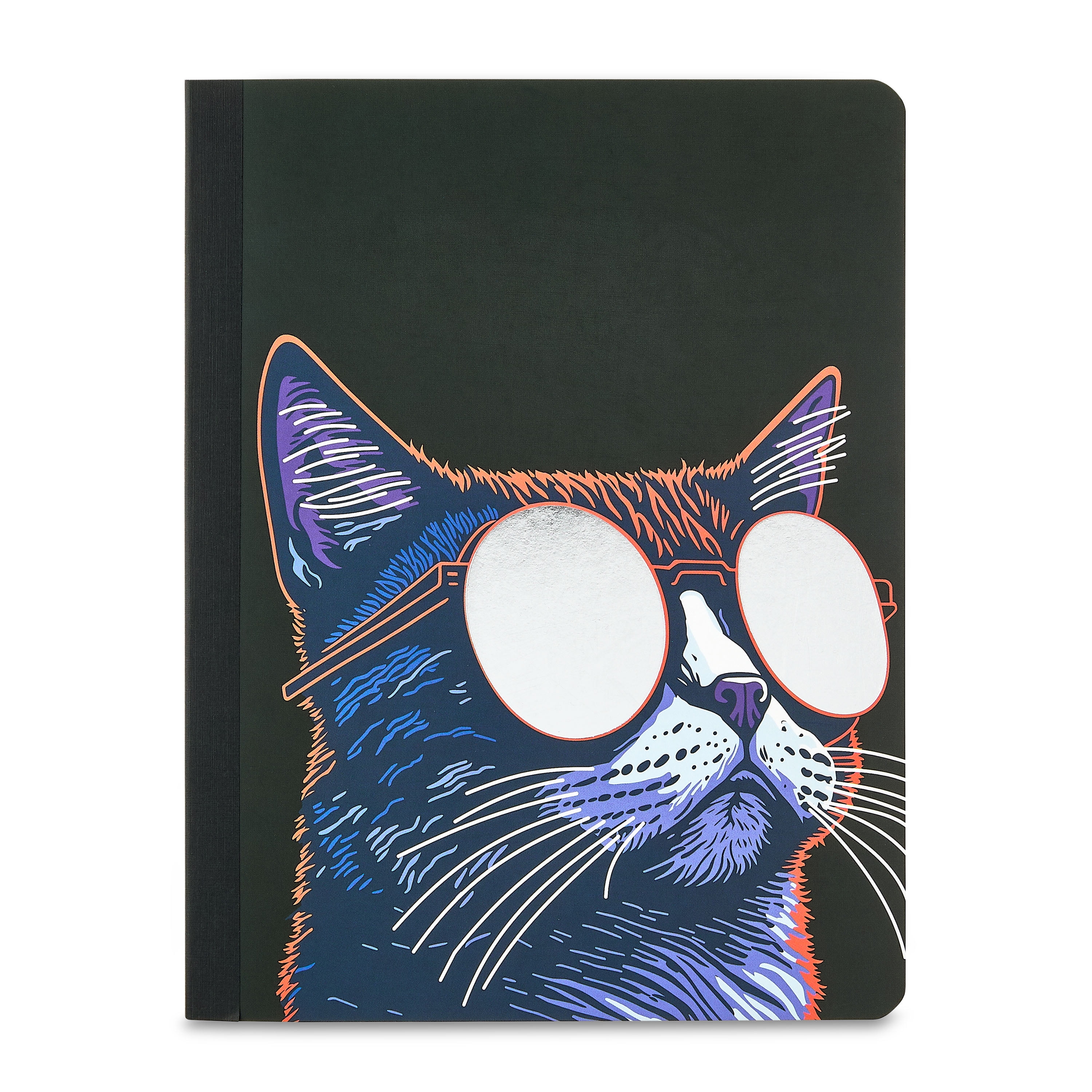 Pen+Gear Composition Book, College Ruled, 7.5" x 9.5", 80 Sheets, Multicolor Sunglass Cat