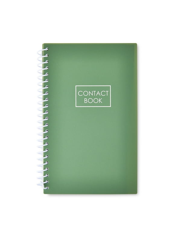 Pen+Gear Contact Book, 5" x 8", Sage Green, 128 Pages