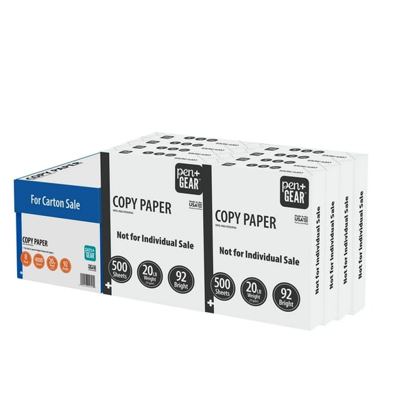 Pen + Gear Copy Paper, 8.5" x 11", 92 Bright, 20 lb., White, 8 Ream Case (4,000 Sheets)