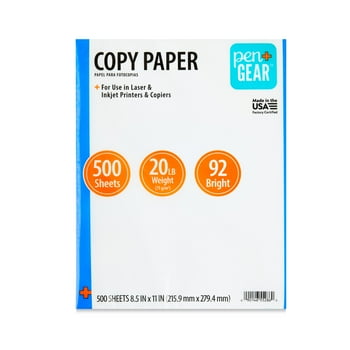 Pen + Gear Copy Paper, 8.5" x 11", 92 Bright, White, 20 lb., 1 Ream (500 Sheets)