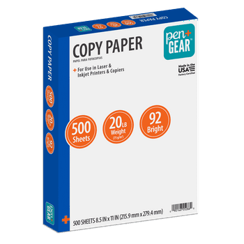 Pen + Gear Copy Paper, 8.5" x 11", 92 Bright, White, 20 lb., 1 Ream (500 Sheets)