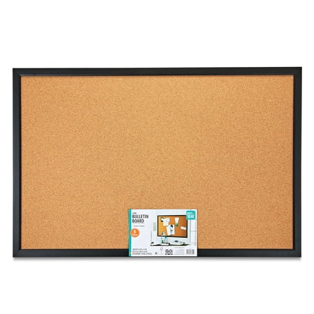 Pen+Gear Cork Bulletin Board, Height 23" x Width 35" x Depth 0.65" , Black