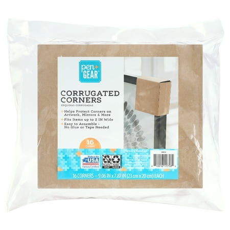 Pen+Gear Corrugated Corners, Corner Protection, Moving & Storage, 4" x 4", Kraft, 16 Count