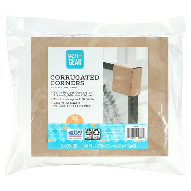 Pen+Gear Corrugated Corners, 4 in x 4 in, Kraft, 16 Count