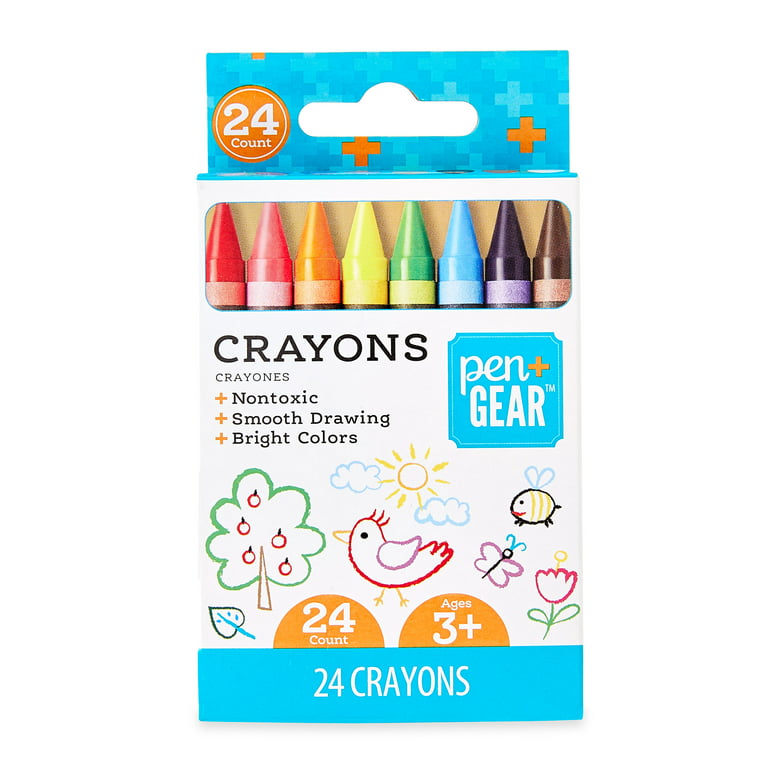 Walmart PEN+GEAR Classic Crayons, 24 Piece Count, Assorted Colors 0.97